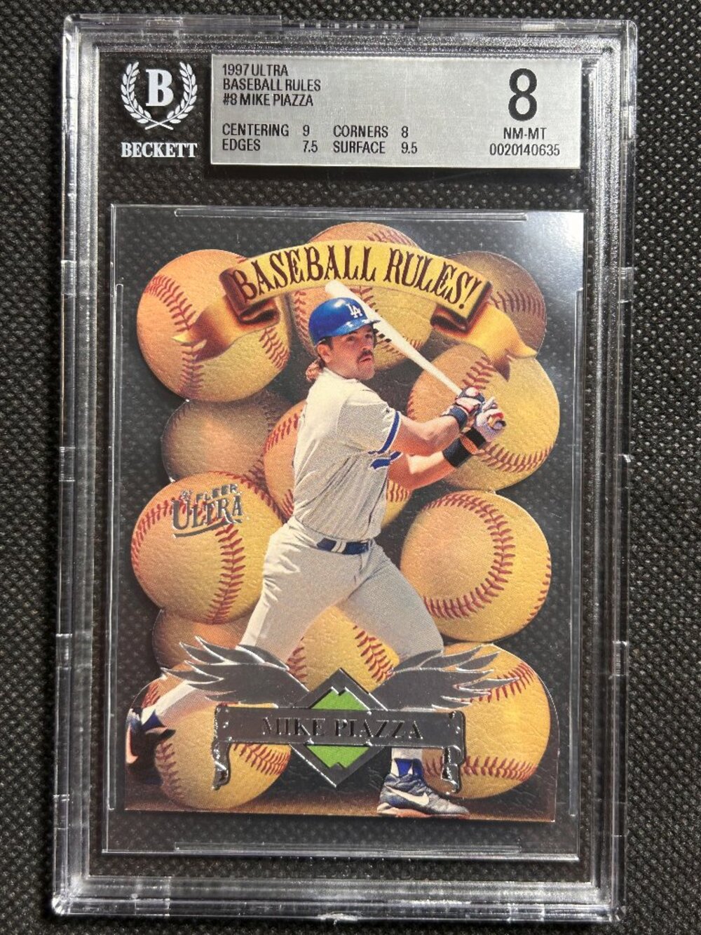 1997 Fleer Ultra Mike Piazza Baseball Rules! #8 Dodgers BGS 8 NM-MINT